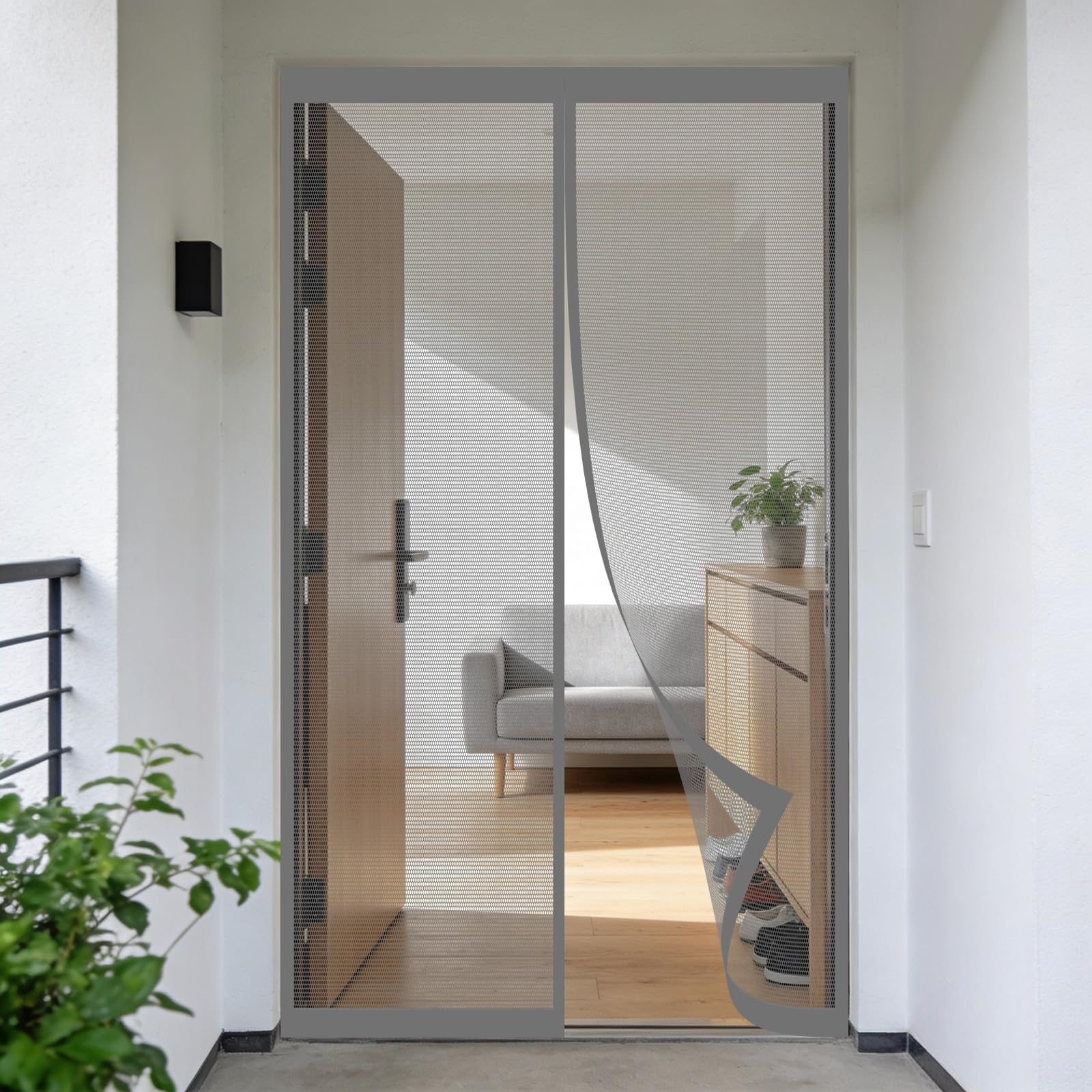 Porte Moustiquaire Magnétique Gris 280x310 pour Bloquer les Insectes
