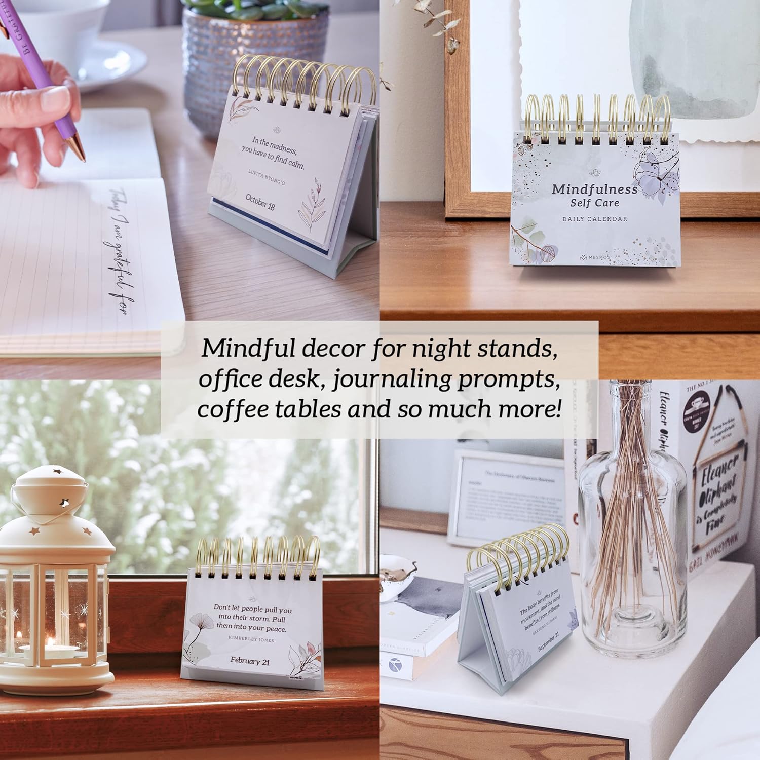 MESMOS Mindfulness Perpetual Calendar and Appreciate Pastel Pen Set, Self Care Gifts for Women, Stress Relief Gifts for Women, Inspiring Gift for Womens