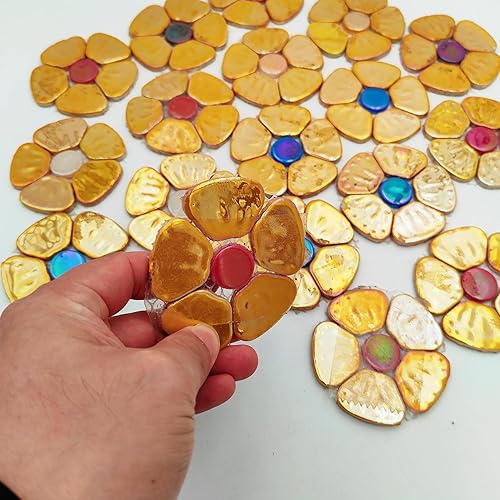 Miniatura 2 de Azulejos de mosaico de cerámica de flores de 17.64 oz1.1 libras, azulejos de mosaico de cerámica creativos para manualidades, platos, macetas,