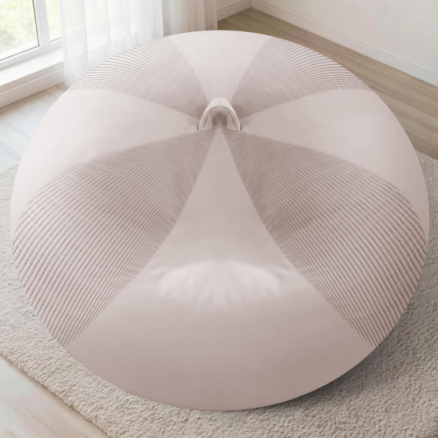 Homguava 6FT Bean Bag Chairs for Adults Teardrop BeanBag Chair Comfy Memory Foam Bean Bags Two-Tone Distressed Velvet&Corduroy Washable Cover for Living Room, Home (Corduroy, White)