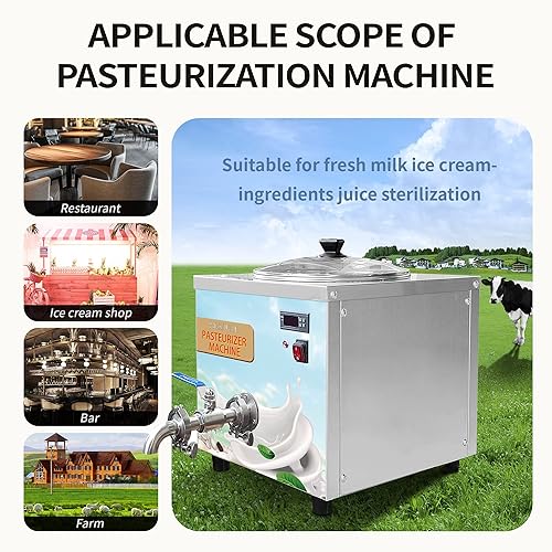 Miniatura 3 de Mvckyi Máquina de pasteurización comercial de encimera para jugo de agua con leche, mezcla de helado de 14 litros, equipo de desinfección de