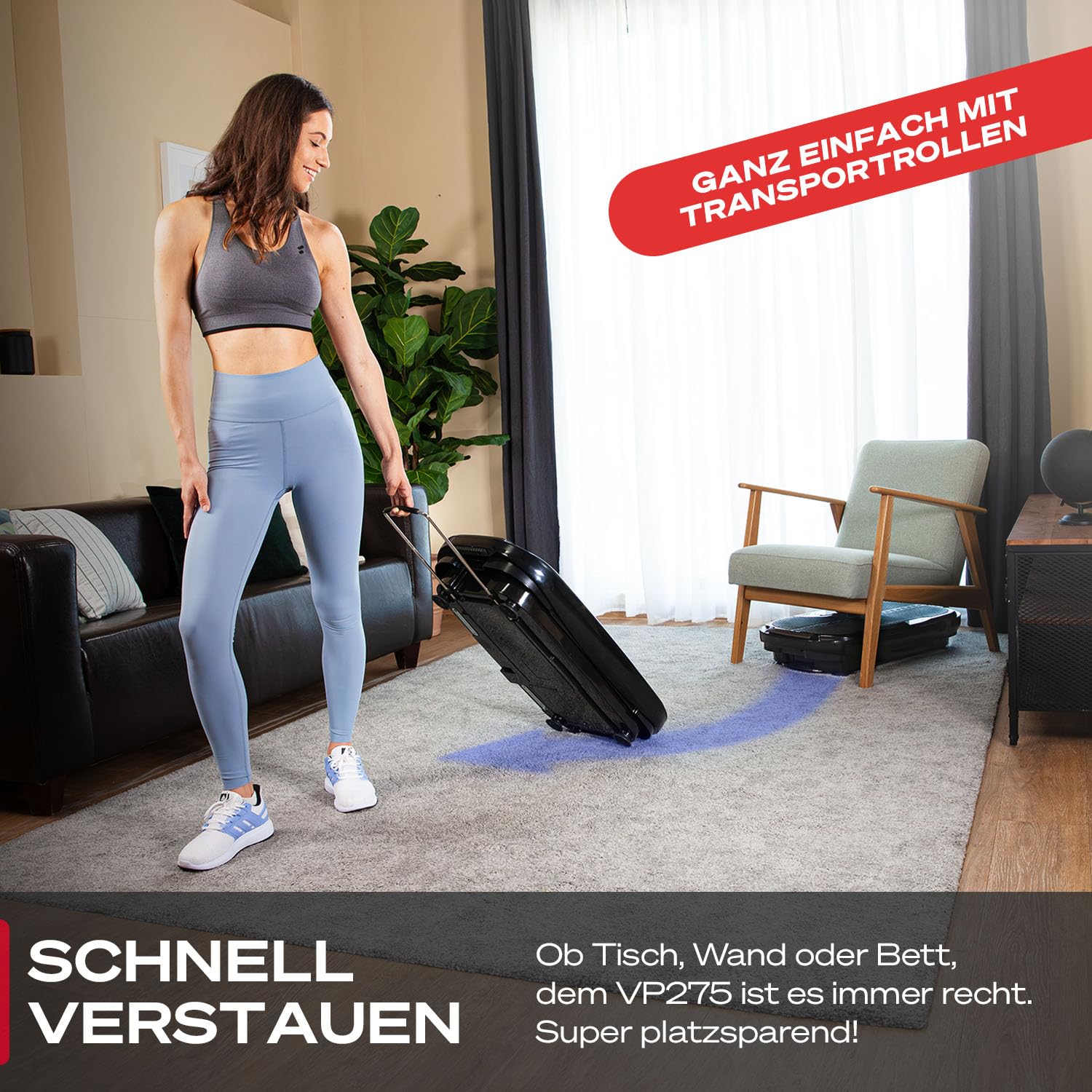 Sportstech VP275 3D Vibrationsplatte für Zuhause mit App-Steuerung, Rüttelplatte für Frauen & Männer, Lymphdrainage, Fettverbrennung & Muskelaufbau, Ganzkörpertraining, LED, Power Ropes, 99 Stufen