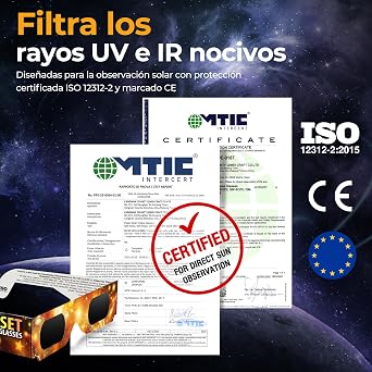 Pack of 15/30 Eclipse Solar Glasses ISO 12312-2 CE - 2026 Certified Safe Solar Eclipse Glasses UV and Infrared Protection for Adults and Children + Mobile Filter