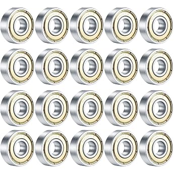 20pcs skateboard bearings 608zz double shielded ball bearings small bearings spare parts for longboard roller skates silver