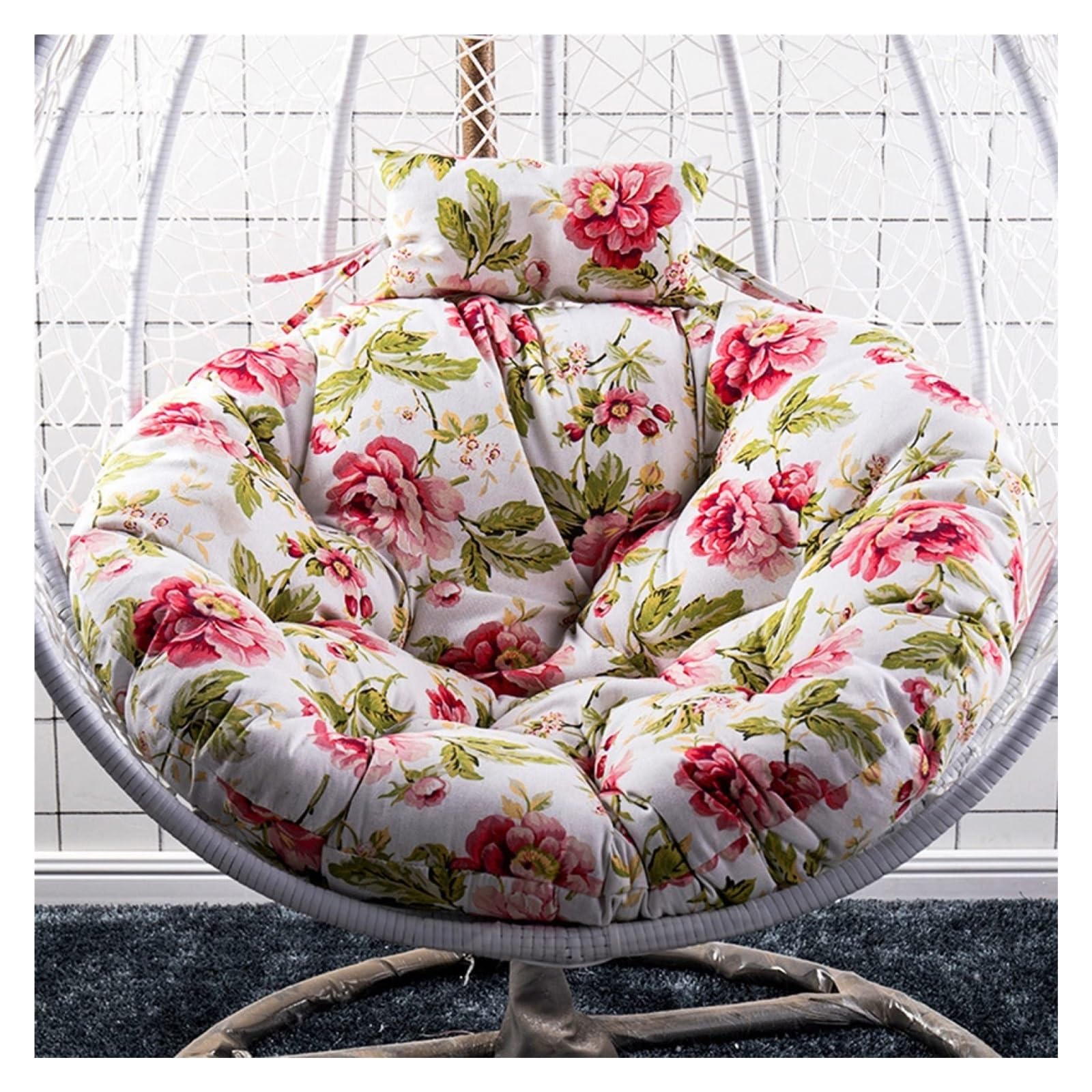 Cojín colgante para silla de huevo, extraíble y lavable, cojín con estampado de huevo, cojín de ratán para silla de ratán, cojín colorido de repuesto para ocio (diámetro de 120 cm)