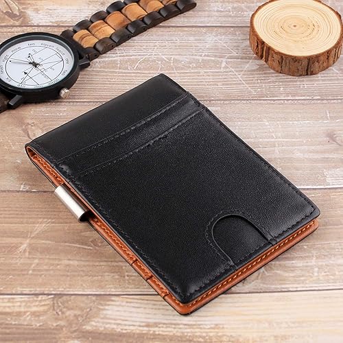 Miniatura 5 de kullder Billeteras personalizadas para hombre grabadas con clip para dinero, Huaband Novio, papá, hijo, regalos con bloqueo RFID, soporte para