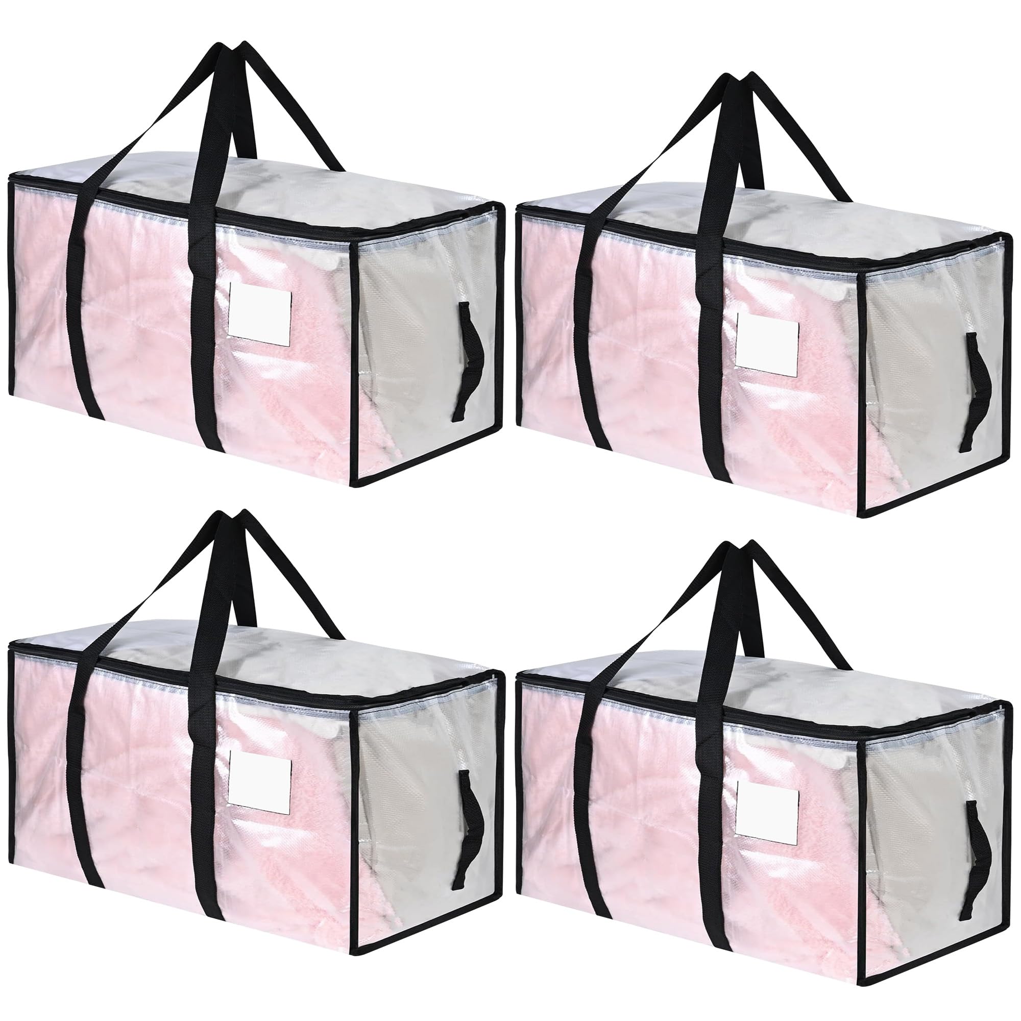 4 Pack Moving Bags - 145gsm PE Waterproof Storage Bags with Zips, 69×36×38cm Extra Large Packing Bags for Moving House, Duvet, Bedding, Underbed, Camping & Grocery