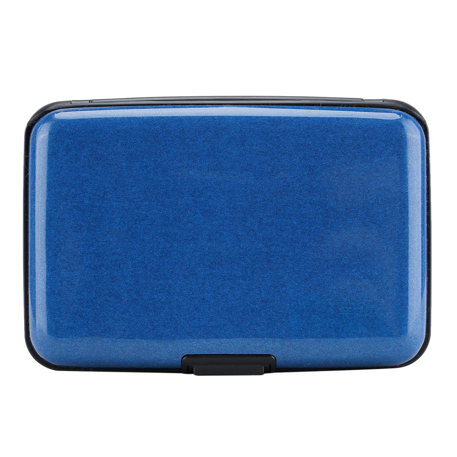 ELFISH RFID Blocking Credit Card Protector Aluminum ID Case Hard Shell Business Card Holders Metal Wallet for Men or Women (Dark blue)