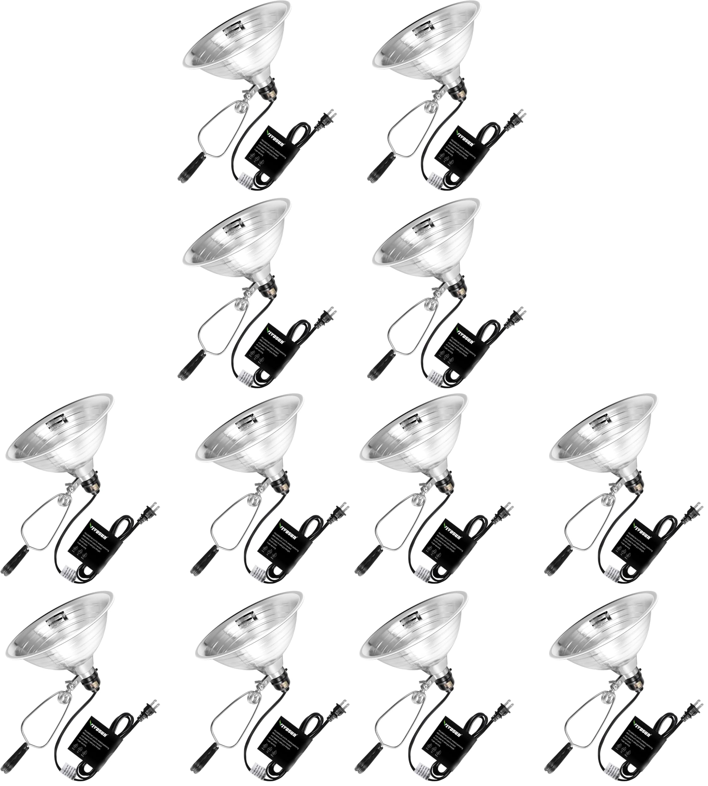 VIVOSUN 12 Pack Clamp Lamp Light with Detachable 8.5 Inch Aluminum Reflector