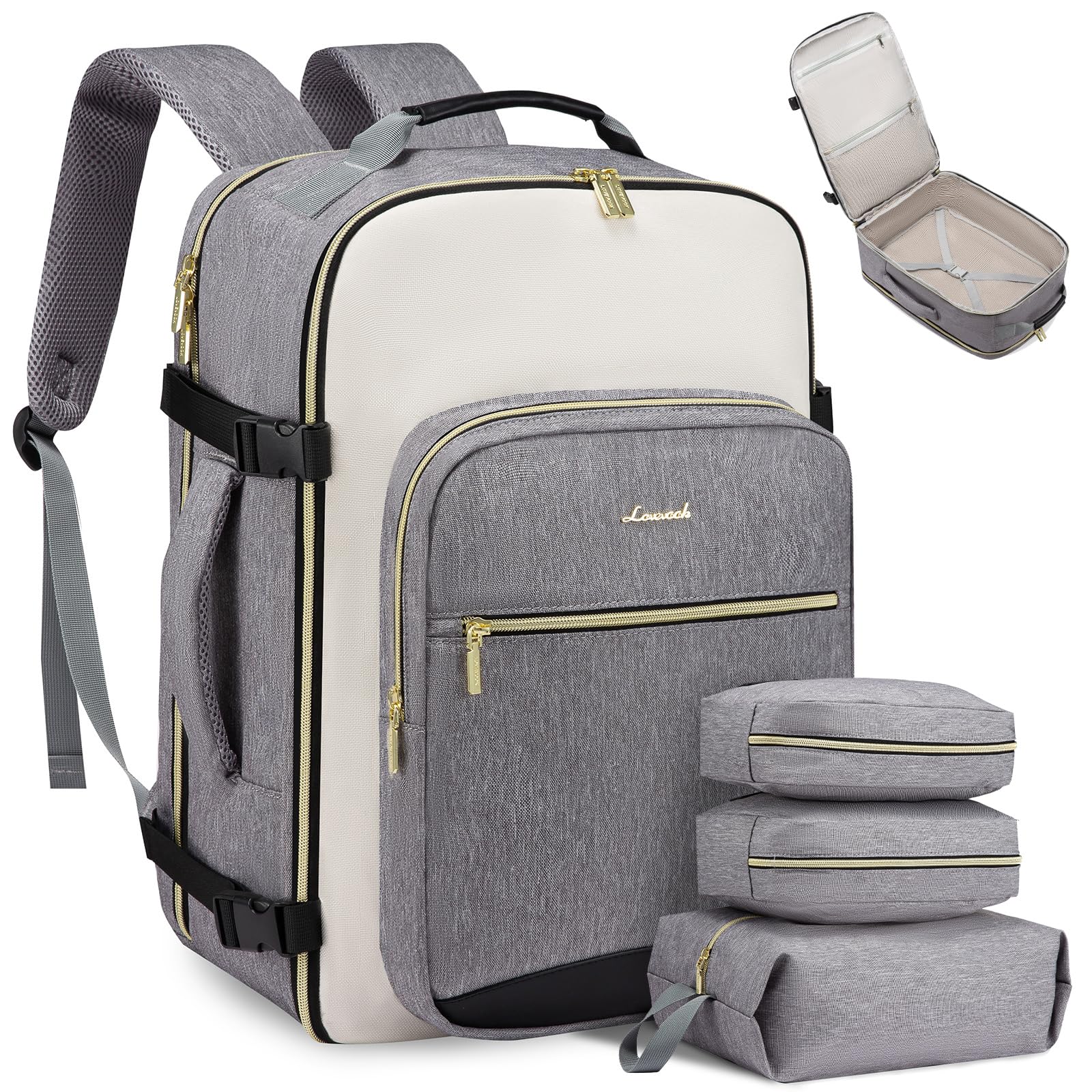 LOVEVOOK Zaino da Viaggio Grande Zaino Ryanair Easyjet 40 Litri Valigia Bagalio a Mano 45X36X20 Zaino Donna Uomo Zaino Impermeabile Zaino Porta PC 17 Pollici Travel Backpack per Lavoro Scuola Aereo