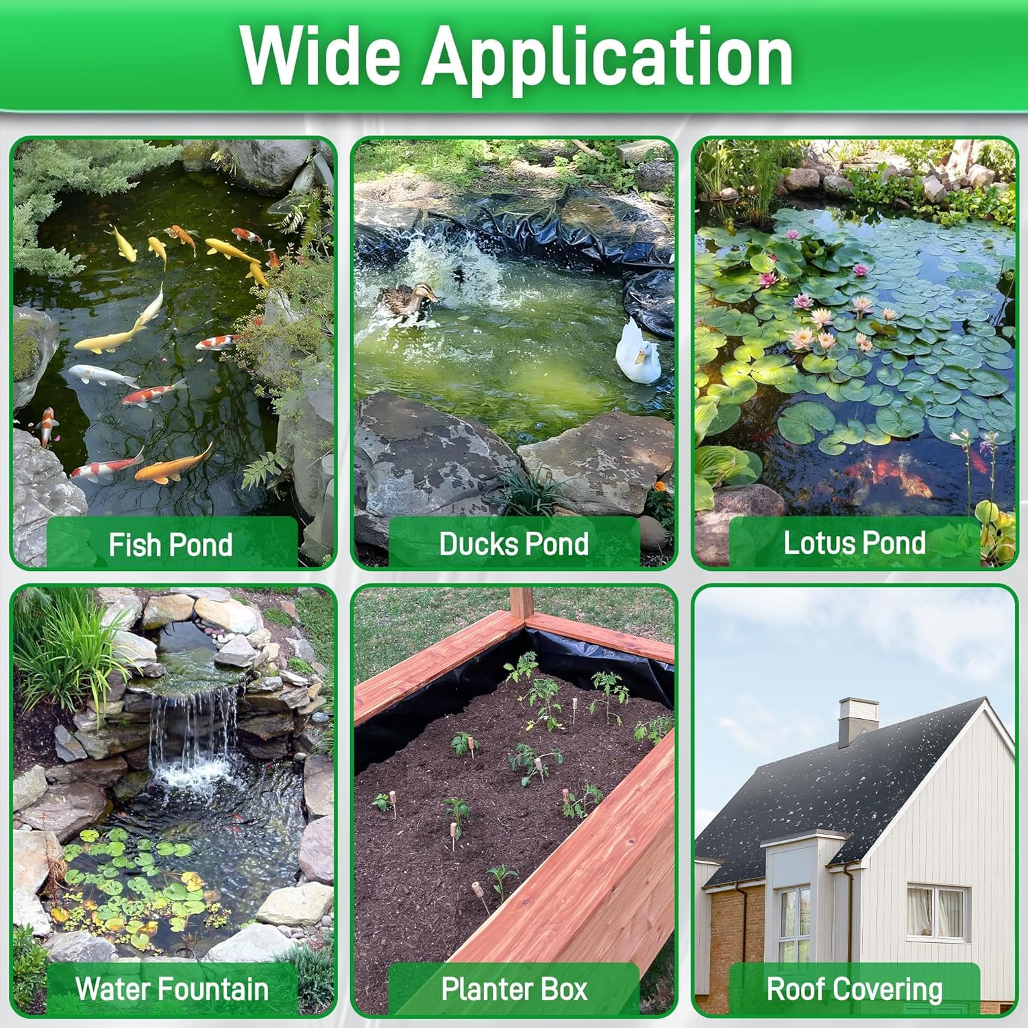 Sightday Pellicola per laghetto, 3 x 4 m, nera, preformata ad alte prestazioni, spessore 0,2 mm, piccolo telo per laghetto, può essere visto chiaramente, per fontane da giardino, pesci Koi