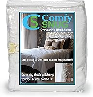 Vista 5 de Juego de sábanas Queen color crema de microfibra, sin látex, hipoalergénicas, cierre de sábanas, soporte de sábanas, correa de sábana, tirante