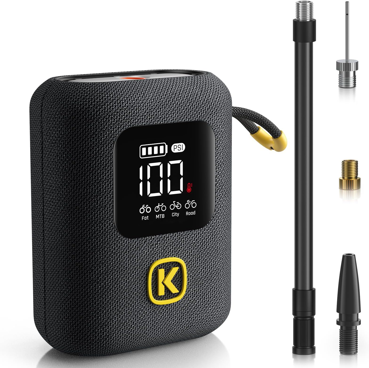 Fanttik X8 Ace Bike Pump 150PSI Fast Portable Tire Inflator, Cordless Rechargeable Electric Bicycle Air Pump, Auto Stop, with Presta and Schrader Valve for Fat, Mountain Bike, City Bike, Road Bike