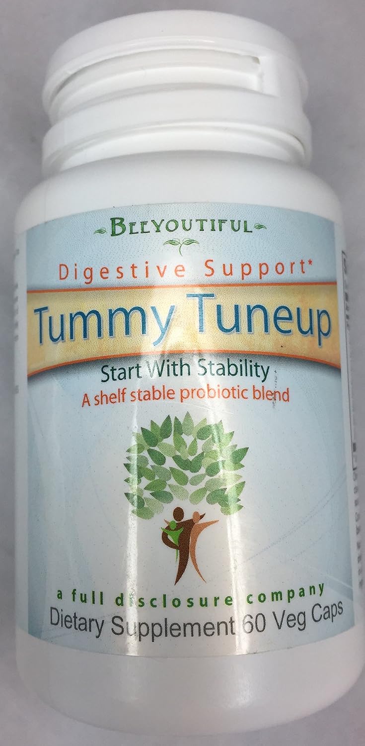 Beeyoutiful “Tummy Tune UP” Calm The Stomach Storms & Repair Damaged GI Track with This 8 Strain enteric Coated Probiotic- 60 Capsules
