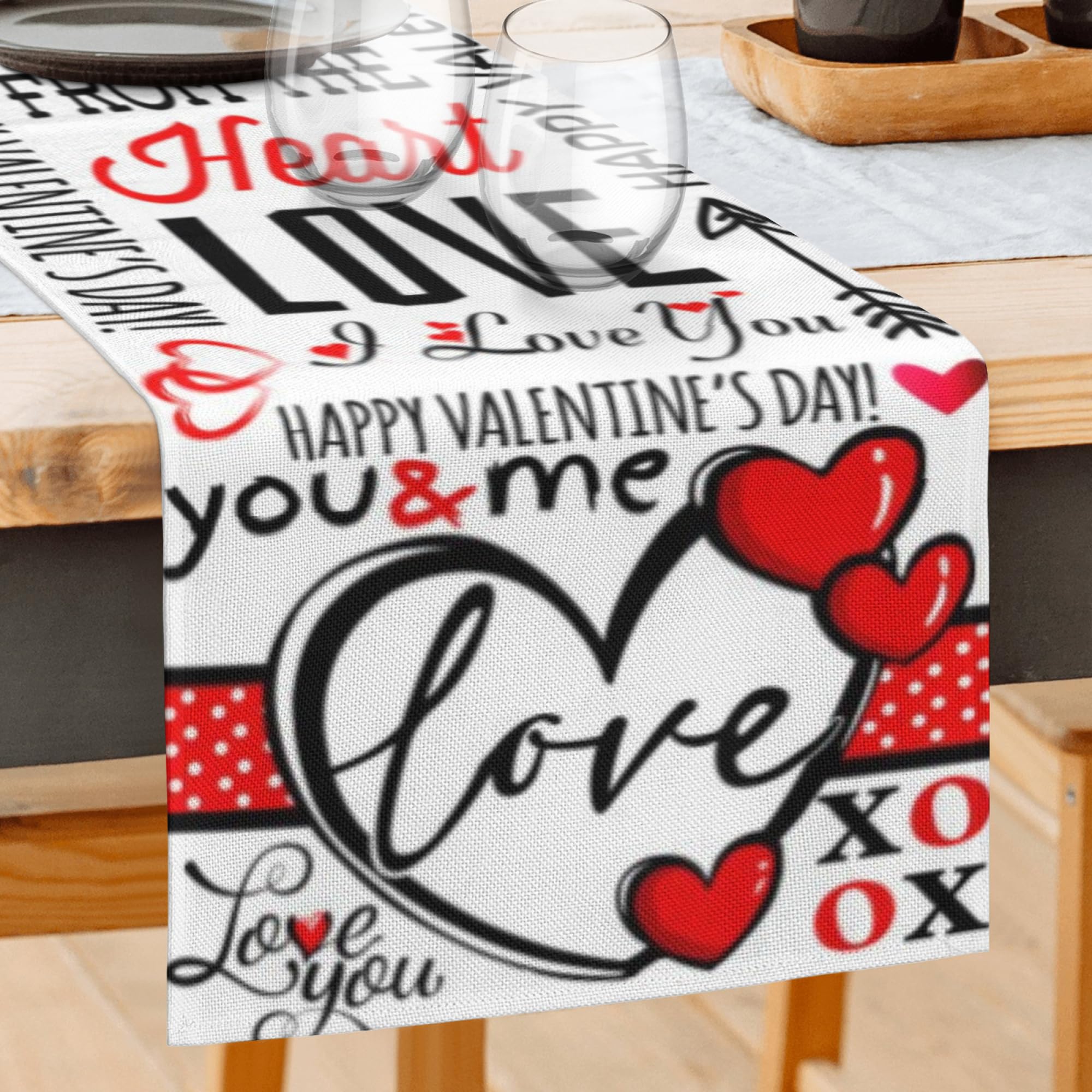 Snapklik.com : Valentines Day Table Runner 13 X 72 Inch Red Love Linen ...