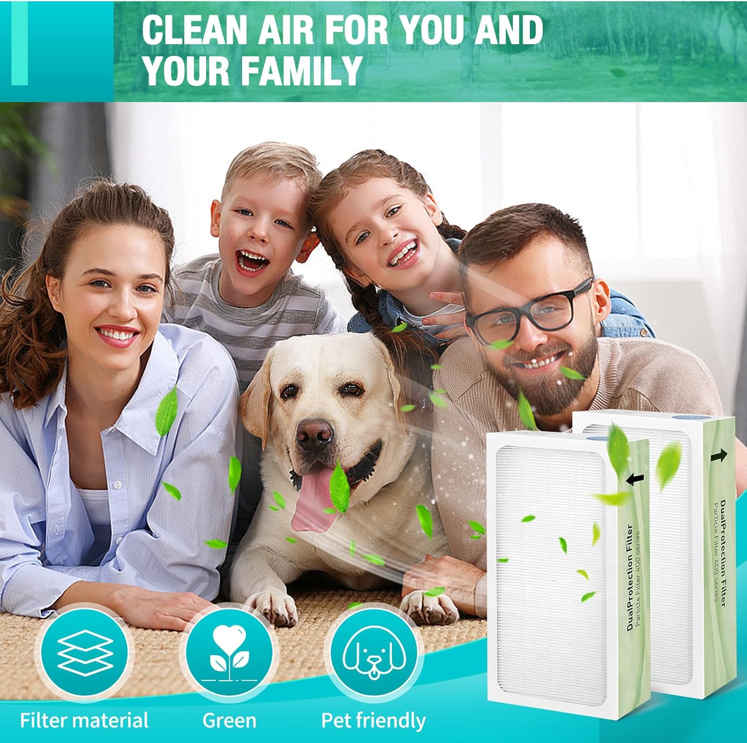 Classic 400 Series Replacement Filter,Compatible with Blueair 400 Series Air Purifier,2-in-1 Pre-H13 Ture,Part # 480i, 402, 403, 405, 410，455EB, 450E Filter Replacement (2PACK) - Image 2