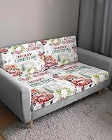 Vista 10 de Christmas Tree Couch Cushion Covers, Stretch Sofa Cover with Elastic Bottom, Merry Christmas Xmas Tree Snowflake Rustic Sofa Slipcovers Protector