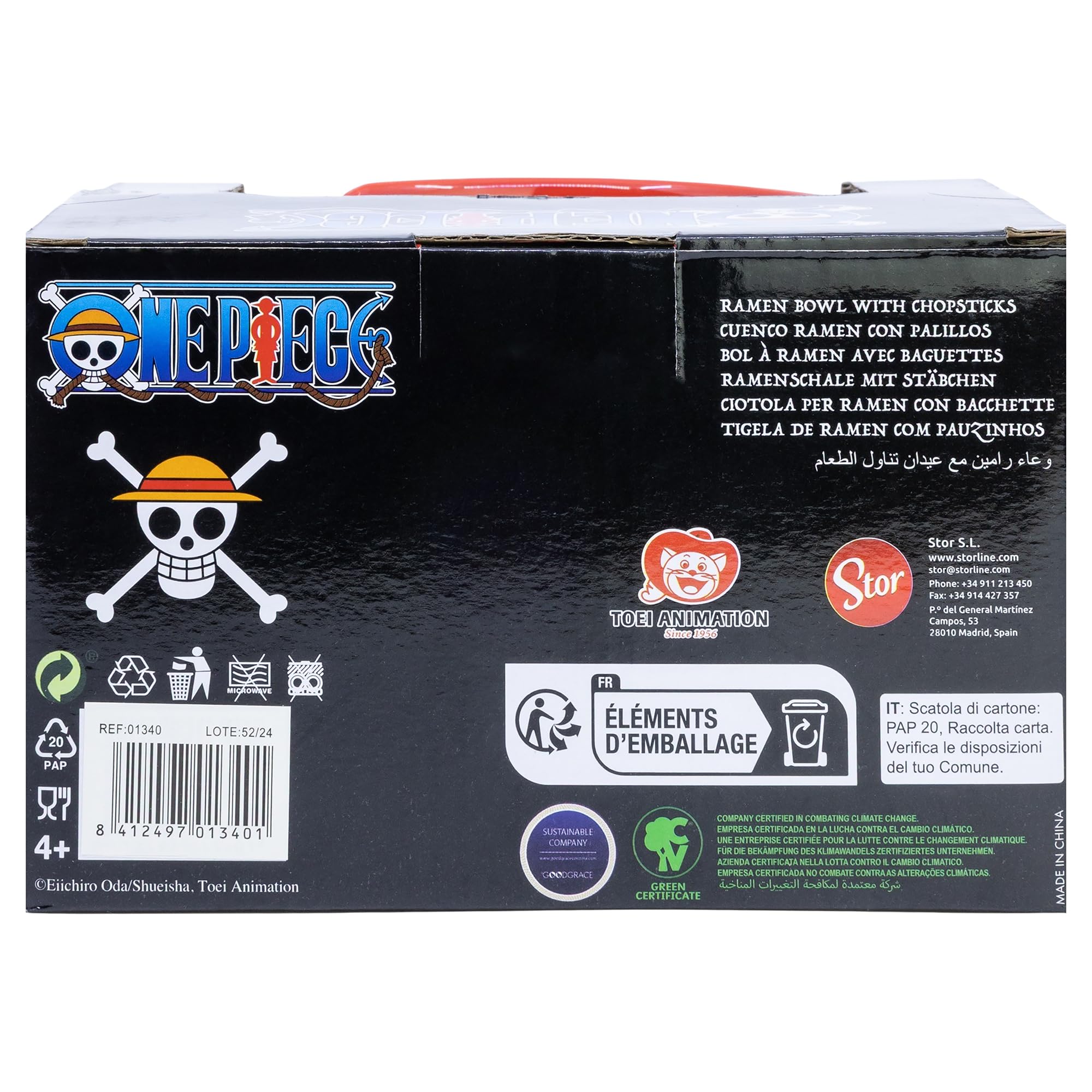 Stor Ciotola in ceramica per ramen con bacchette in confezione regalo One Piece
