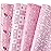 PlandRichW Pink Christmas Wrapping Paper 12 Sheets Folded for Girls Kids Adults, 20 x 29 inches Gift Wrap 4 Designs including HO Prints, Santa Claus, Snowflakes and Reindeer Holiday Collection