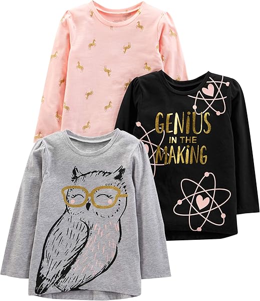 Simple Joys by Carter's Baby-Girls 3-Pack Graphic Long-Sleeve Tees