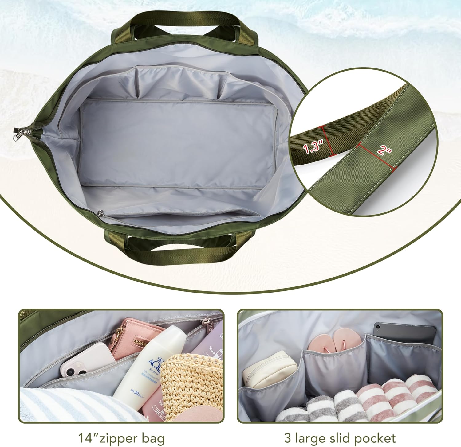 KALIDI 60L Extra Large Duffle Bag, Beach Tote Zipper Utility Oversized Weekender Carrier Travel Shopping Reusable Grocery Bag - Image 5