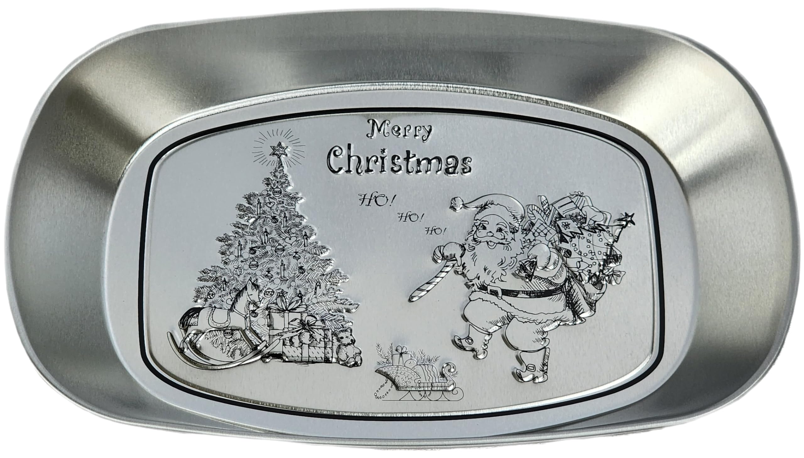 Silver Metal Oval Decorative Tray Set of 3, Essentials, Thanksgiving & Holiday Decor, Embossed Vanity Serving Trays for Entertaining and Gifting