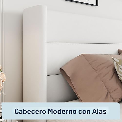 Miniatura 5 de Allewie Cama de almacenamiento elevable de terciopelo tamaño Queen, cabecera moderna con respaldo alado, soporte hidráulico, no necesita somier,