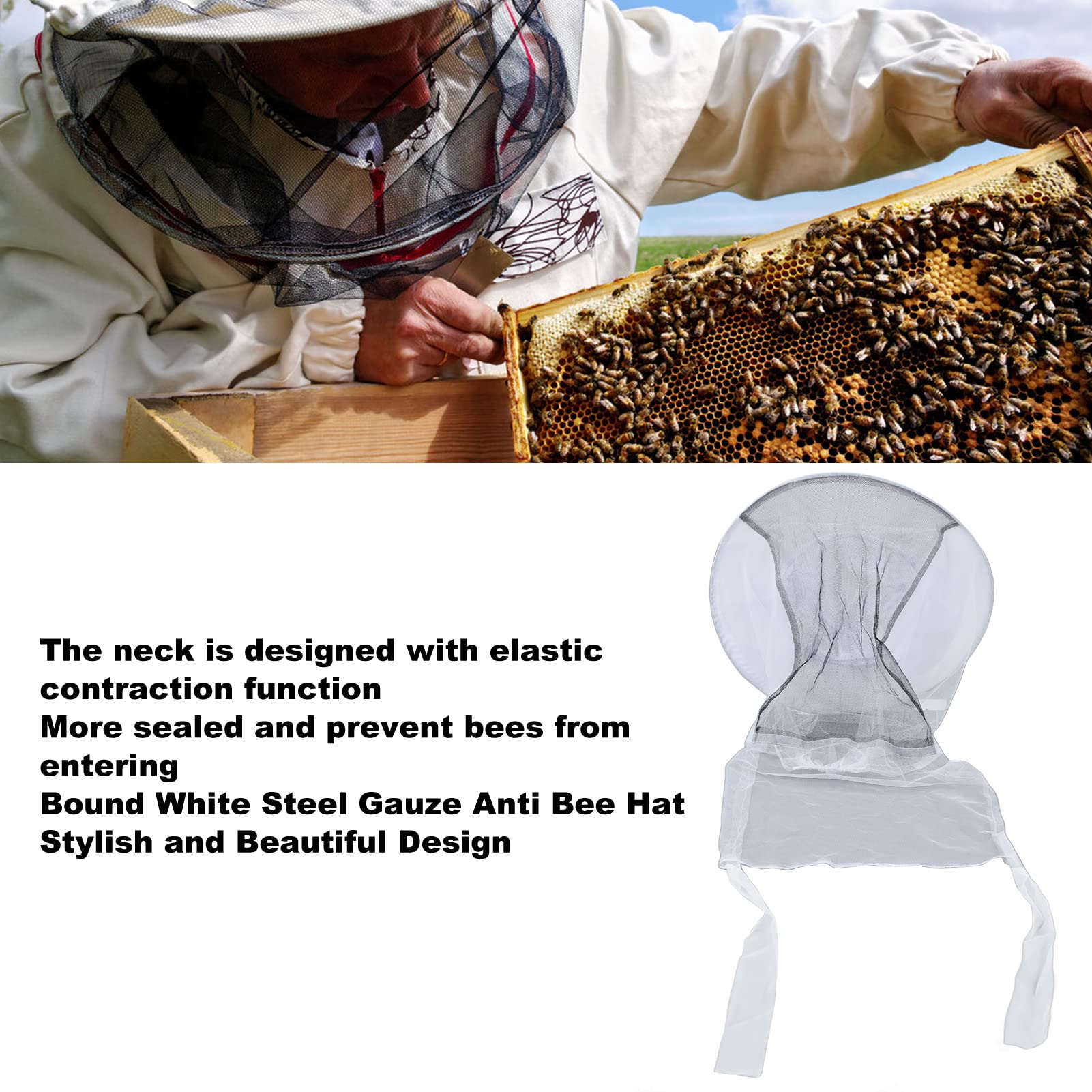 Septpenta Confezione da 2 Cappelli Protettivi da Apicoltore con Rete di Garza Traspirante, Cappelli da Apicoltore con Rete Anti Api per Apicoltori, Pescatori, Cacciatori, Escursionisti