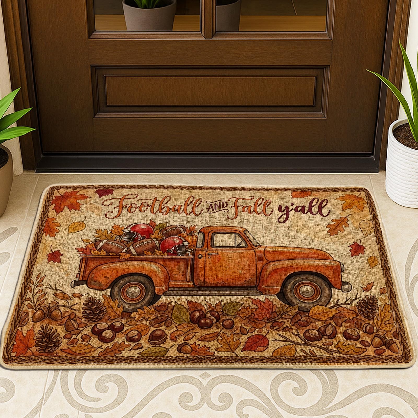 Paillasson extérieur antidérapant avec citrouilles d'automne 73x43 cm