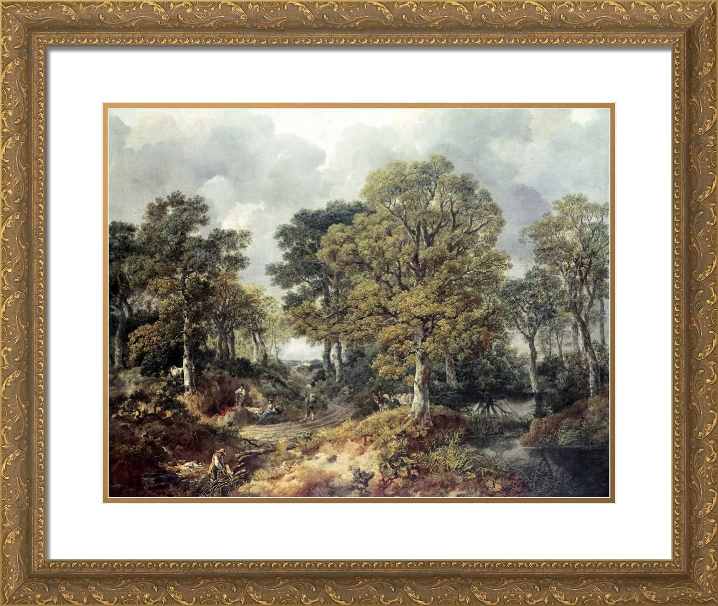 ArtDirect Gainsborough, Thomas 24x20 Gold Ornate Framed Art Print with Double Matting Titled: Gainsboroughs Forest
