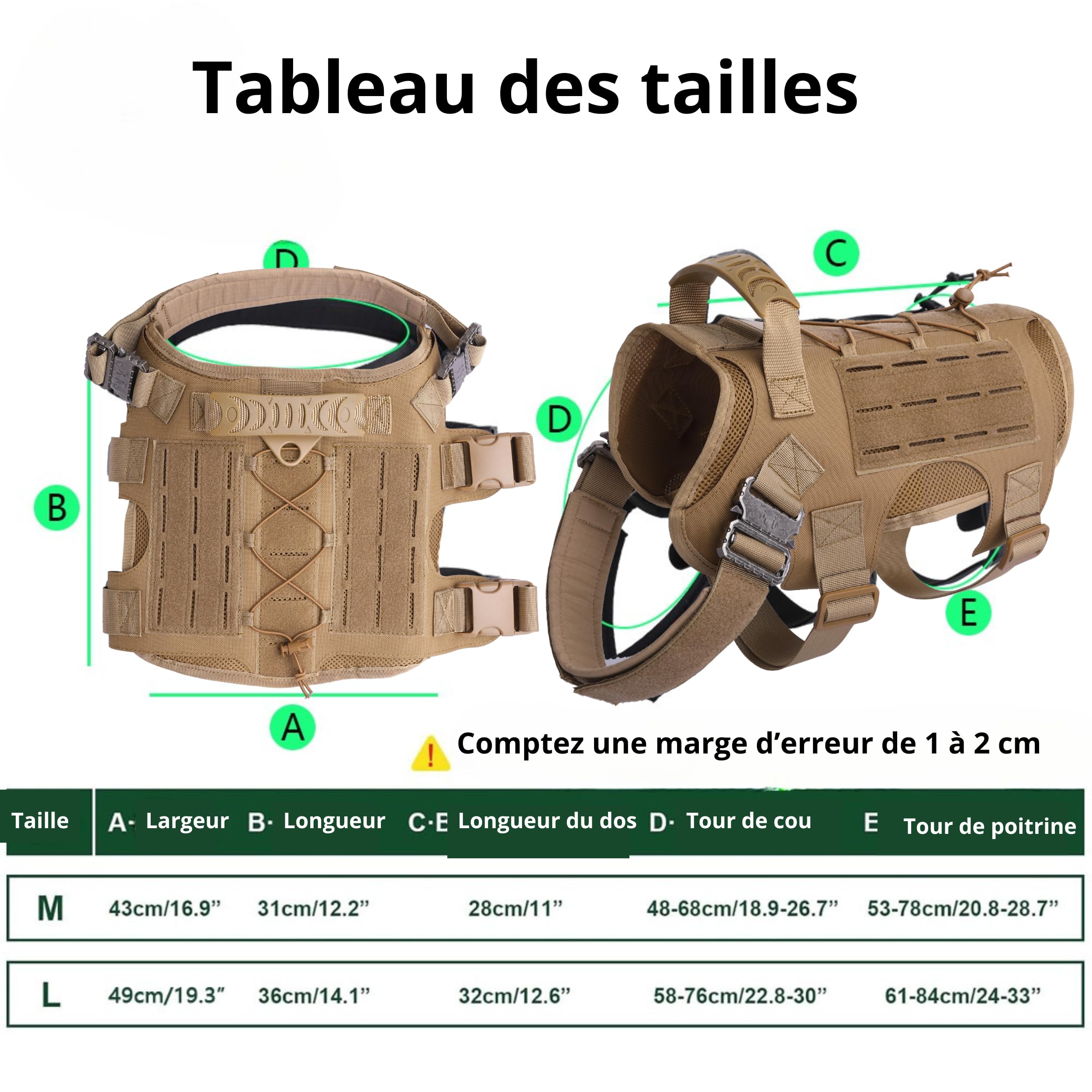 Arnés de perro táctico - Arnet de seguridad antitracción en Y | Ideal Bulldog Francés, Perros Grandes | Dog Copenhagen Estilo Militar Anti-Caída | Comodidad absoluta para Paseos Serenos