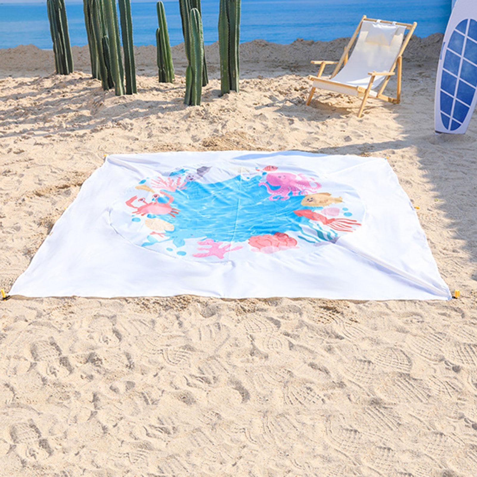 Piscine de plage, couverture de plage imperméable et anti-sable 2 en 1 pour
