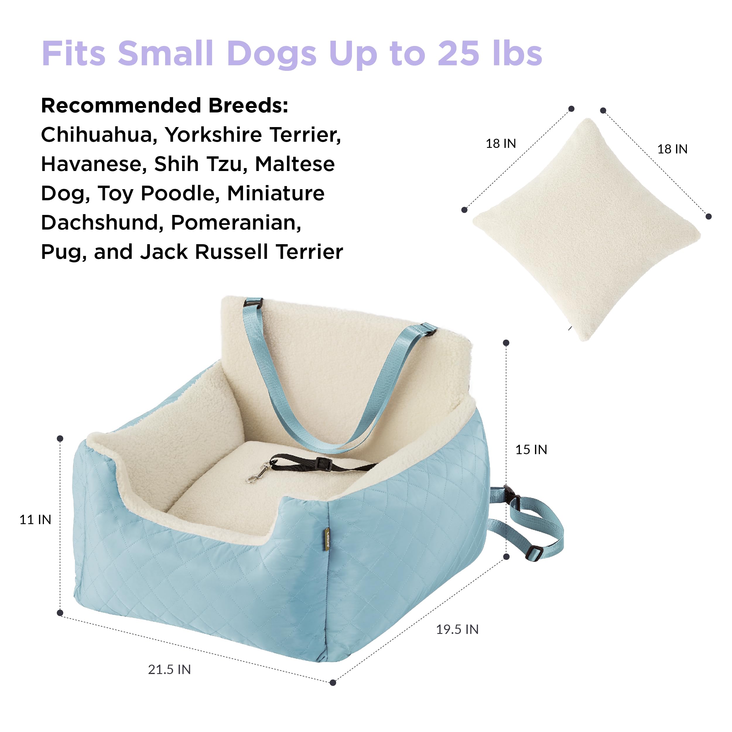 Lesure Small Dog Car Seat - Waterproof Car Seats for Small Dogs Pet Seat with Storage Pockets, Clip-On Leash for Travel Carrier Booster Bed, Celestial Blue