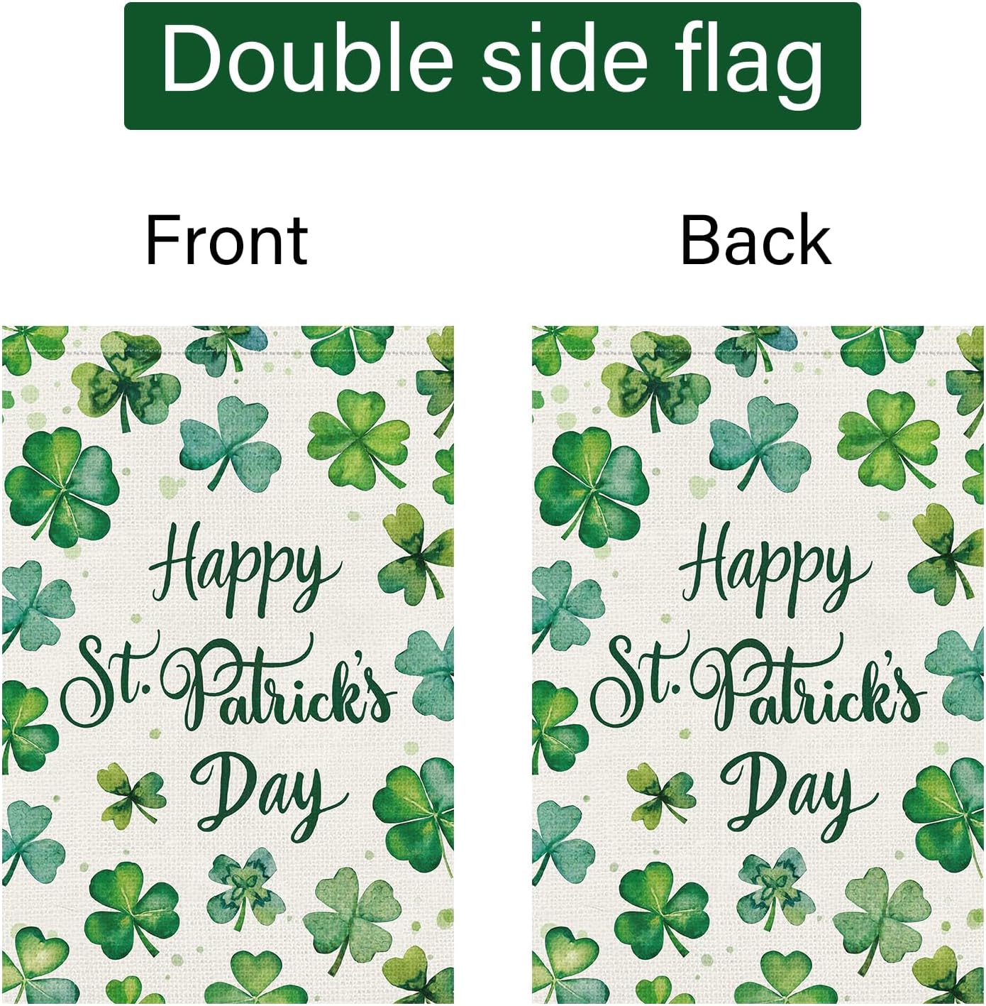 Louise Maelys Happy St Patrick's Day Garden Flag Shamrock Clover 12x18 Inch Double Sided Watercolor Small Burlap Welcome Saint Patricks Spring Holiday Yard Outdoor Sign Outside House Decor - Image 6