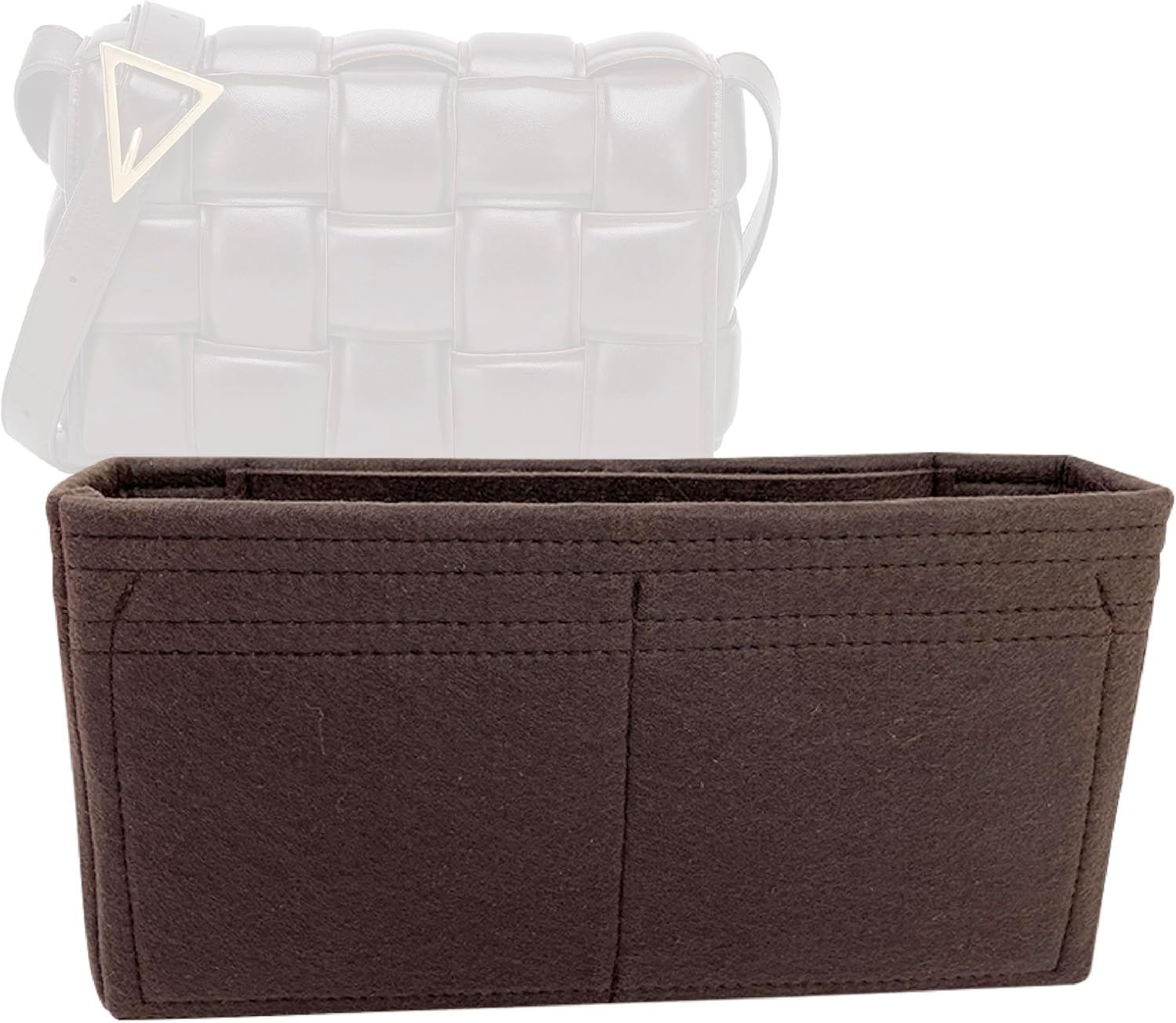 Zumoni Premium Botega Veneta Padded Cassette -Premium Felt Purse Handbag（手作り / 25色の選択） [Purse Organizer, Liner, Insert, Shaper] （ローズレッド）