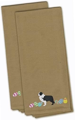 Caroline's Treasures CK1610TNTWE - Juego de 2 toallas bordadas de color marrón de Pascua con borde negro para invitados, para manos, cara, té, paños