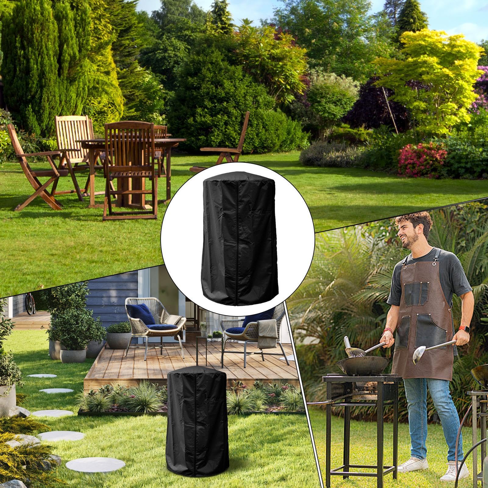 Coperture per riscaldatori da patio, copertura antipolvere per stufa a propano per stufa esterna, protezione impermeabile per apparecchiature di riscaldamento da giardino e campeggio, 96,5 x 61 x 61