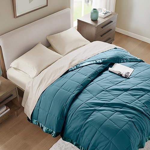 Vista 7 de Madison Park Windom - Manta alternativa de plumón, tratamiento premium 3M Scotchgard repelente de humedad, funda de cama ligera y suave para todas