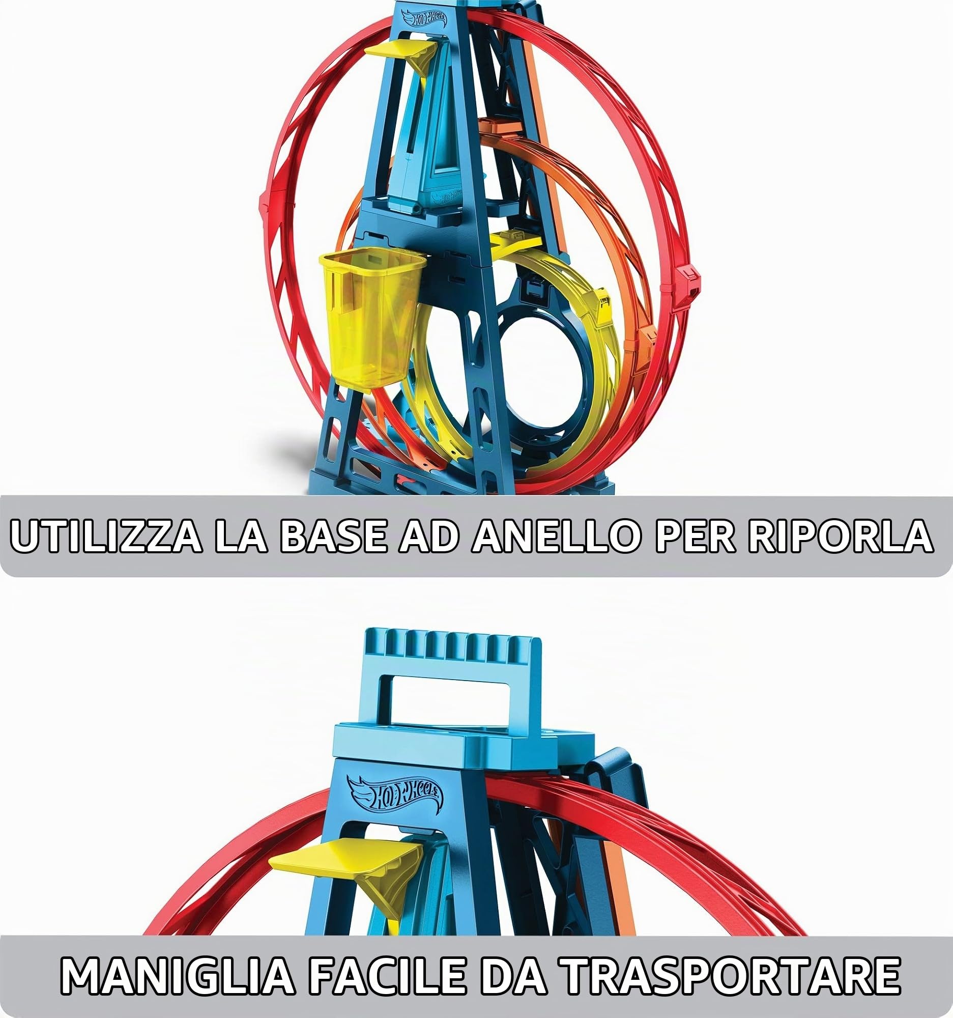 Hot Wheels GLC96 - Track Builder, Playset Pista Triplo Loop, con Macchinina, Giocattolo per Bambini 6-12 anni