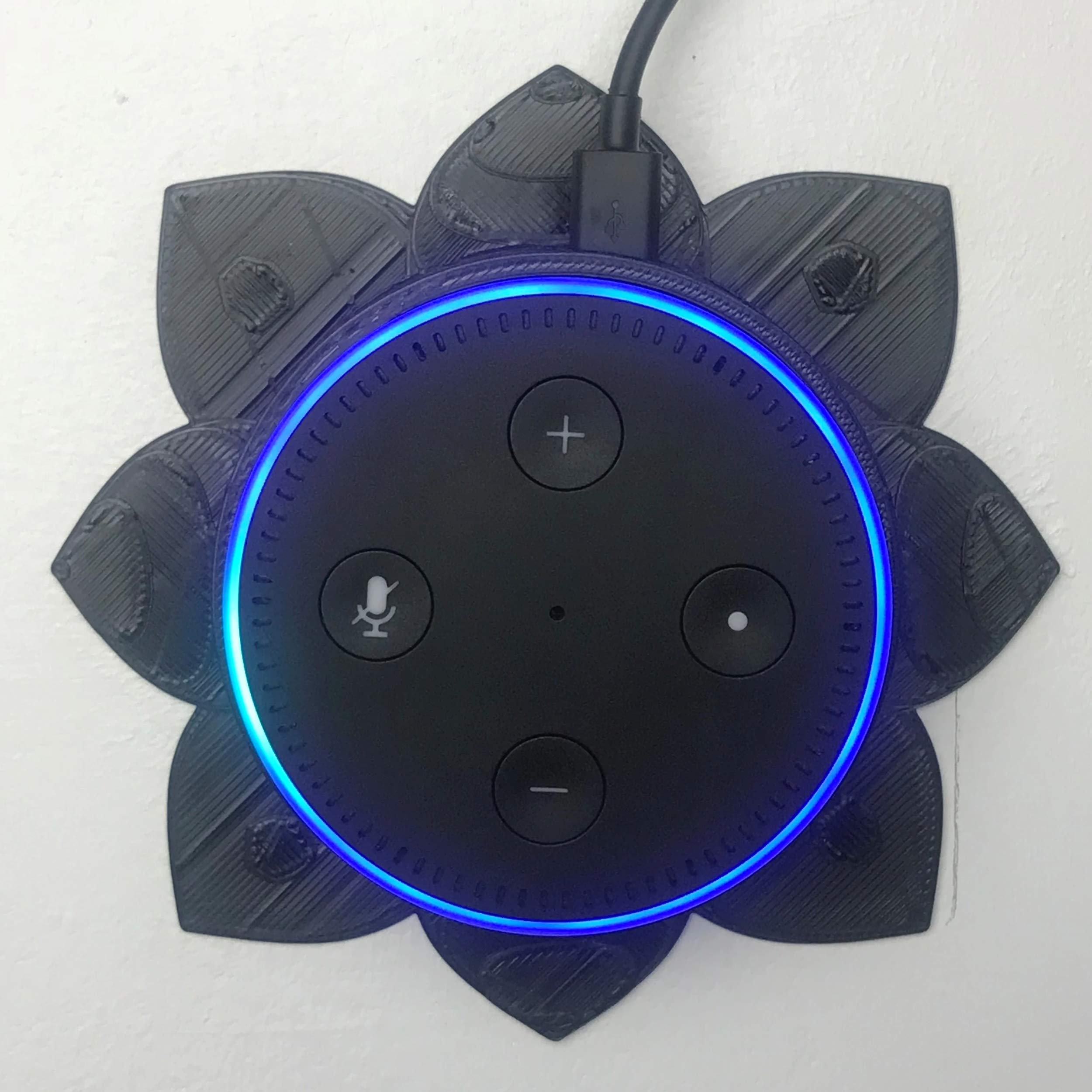 Echo DOT - Soporte de pared, diseño floral, color negro