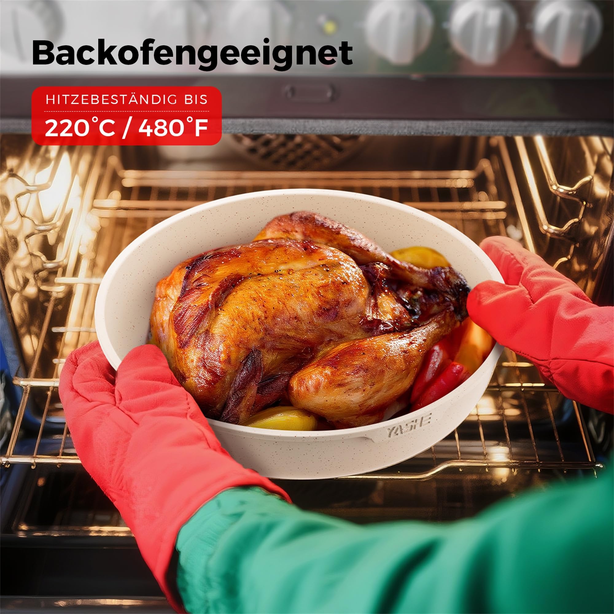 YASHE 20-teiliges Kochgeschirrset, Induktion, ungiftig, PTFE- und PFAS-frei | Zwei abnehmbare Griffe und Eierpfanne mit 4 Mulden; Kochgeschirrkörper ohne Griffe backofengeeignet; für alle Herdarten