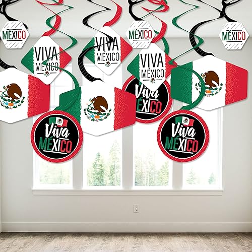 Miniatura 3 de Big Dot of Happiness Viva México - Decoración para colgar en fiestas del Día de la Independencia mexicana - Remolinos de decoración para fiestas -