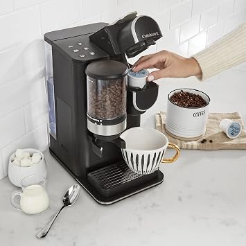 Cuisinart Single Serve Coffee Maker + Coffee Grinder, 48-Ounce Removable Reservoir, Black DGB-2 & GTF Gold Tone Coffee Filter, 10-12 Cup Cone, Burr Mill