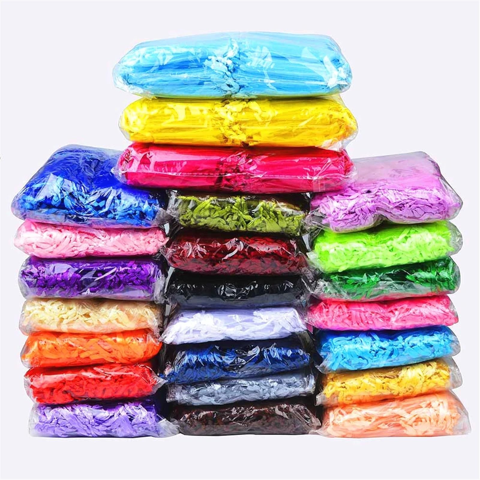 Geschenkbeutel 100 Stück Schmuckverpackungsbeutel 5 * 7 7 * 9 9 * 12 10 * 15 cm Organzabeutel Geschenkaufbewahrung Hochzeit Kordelzugbeutel(Red,10x15cm)