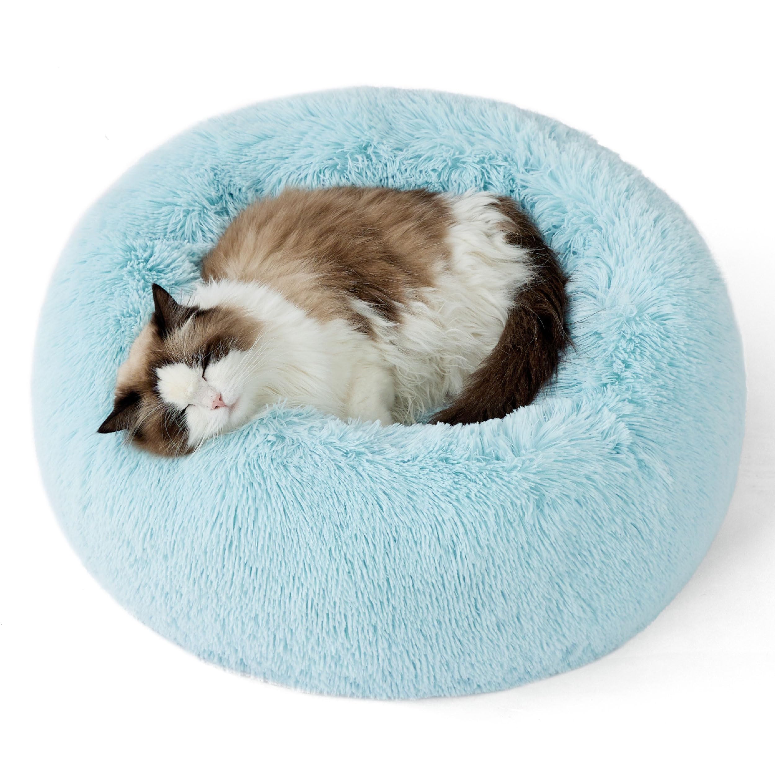Bedsure Calming Cat Beds Donut Round Washable Kitten Bed,20 inches
