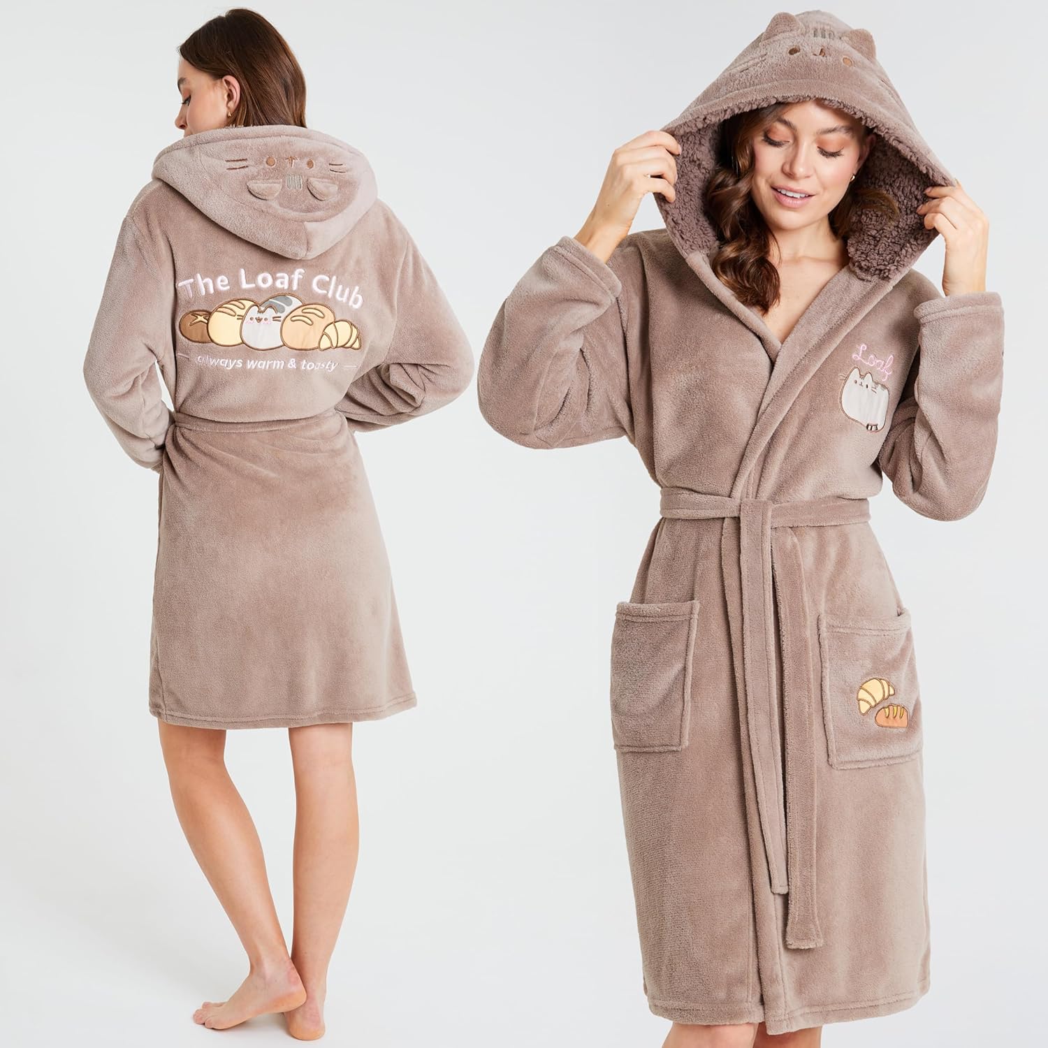 Get Trend Robe for Women Teens, S-XL, Soft Fleece Dressing Gown with Hood, Plush Bathrobe, Cozy Loungewear, Gifts for Women