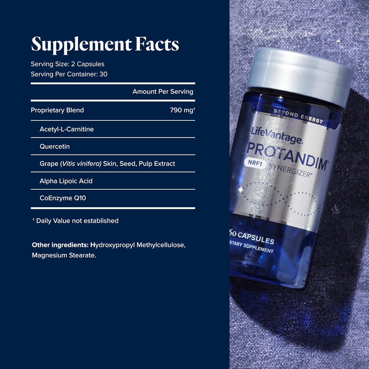 LifeVantage Protandim NRF1 Synergizer, NRF1 Activator for Cellular Health, Function, ATP Production, Mitochondrial Supplements for Energy, Vitality & Aging Support, 60 Capsules
