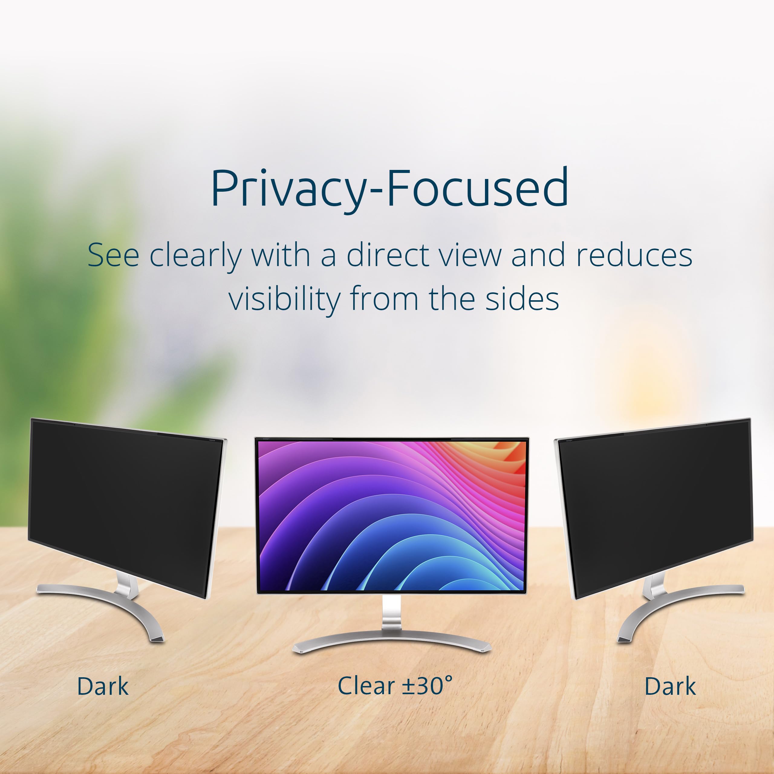 Kensington MagPro - Filtro de privacidad con fijación magnética para monitores de sobremesa de 23", Filtro extraíble 16:9, antiluz Azul, antirreflejos, para monitores de Bisel Delgado, K55422WW