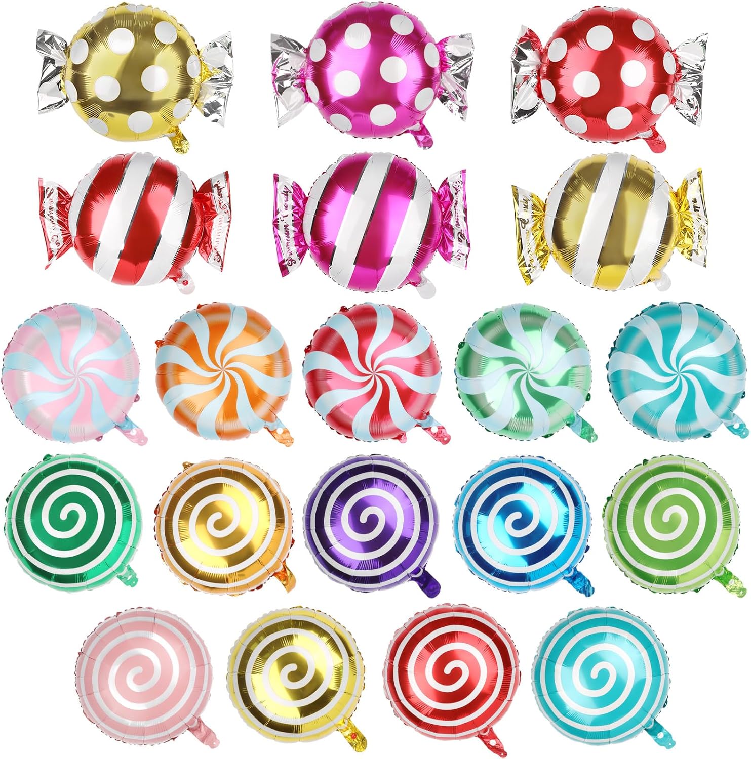 100 Pcs Happy Birthday Aluminum Foil Balloons for Birthday Party Decoration Supplies, 18 Inches Round Helium Floating Mylar Balloon (20 Patterns)