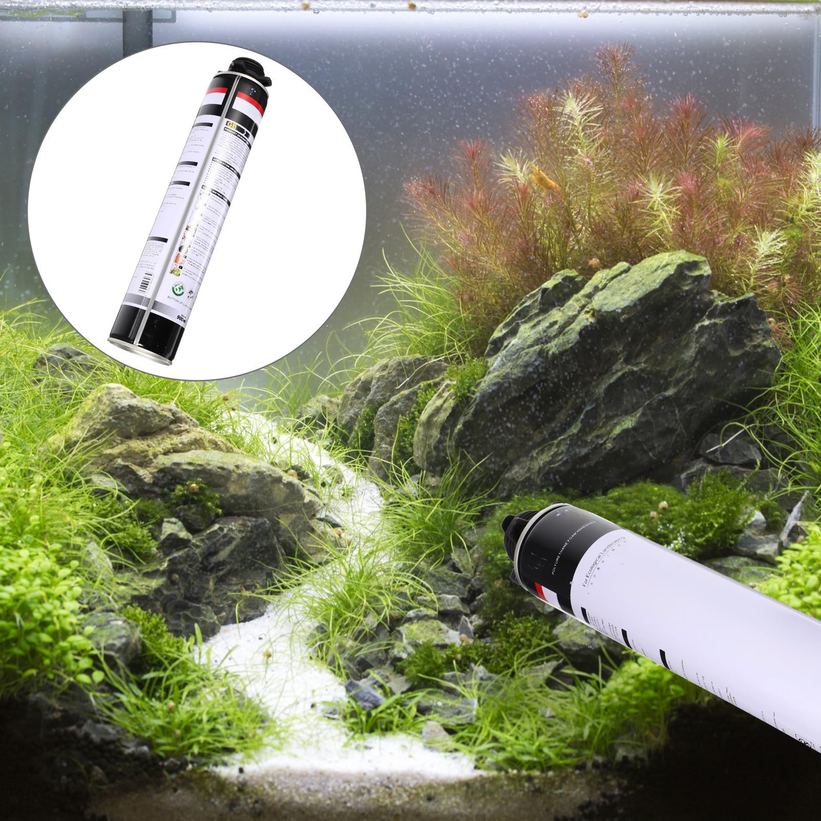 Colla Poliuretanica per Acquario 900ml per Muschio, Piante e Pietre